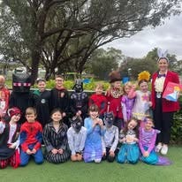 Students dressed in fancy dress for book parade